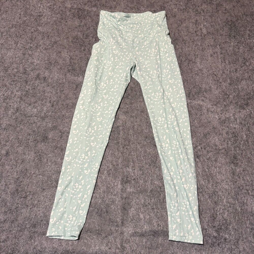 Forever 21 Womens Leggings Pants Size M Green Spotted Animal Print Yoga
